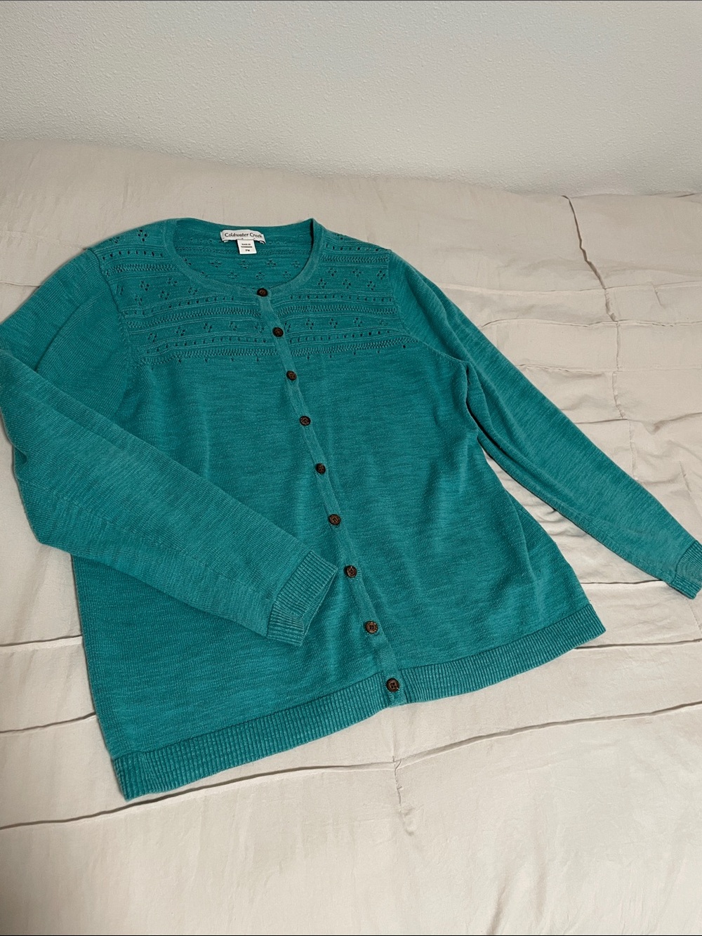 Christopher & Banks Teal Button-Front Knit Cardigan, size PM
